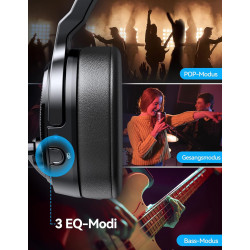 TECKNET Bluetooth Headset mit Mikrofon, Noise Cancelling Single und Dual Over Ear Headset Kabellos mit USB Dongle, 3 EQ
