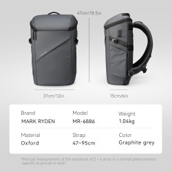 MARK RYDEN Business Rucksack Herren, 20L Große Kapazität Reiserucksack mit USB-C, 14 Zoll Laptop Rucksack mit Laptopfach - Grau