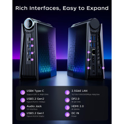 ACEMAGICIAN S3A Mini PC Gaming,AMD Ryzen 7 8745HX (8C/16T,bis zu 4,9 GHz),16GB DDR5 5600MHz 512GB NVME PCIe4.0 SSD,Radeon 780M,