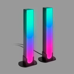 BRILONER – 2er Set LED Lightbar mit Appsteuerung, RGBIC Tischlampe und Wandlampe für Sprachassistenten, Gaming Zubehör mit
