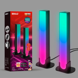 BRILONER – 2er Set LED Lightbar mit Appsteuerung, RGBIC Tischlampe und Wandlampe für Sprachassistenten, Gaming Zubehör mit