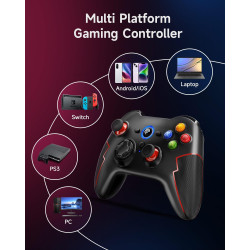 EasySMX Wireless PC Controller, Controller PC Bluetooth mit Hall-Trigger & Dual Vibration & Turbo Funktion, kompatibel mit PC/