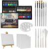 GC QUILL 48 Farben Acrylfarben Set 12 ml x 48 Tuben mit 6 Pinseln, Palettenmessern, leinwand zum bemalen, Staffelei, für