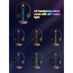 YuanDian Gamer Zone Licht bis Kopfhörer Stand für Schreibtisch, Gaming-Headset-Halter aus Holz RGB mit 16 Farbe leuchtet für