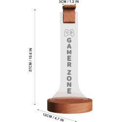 YuanDian Gamer Zone Licht bis Kopfhörer Stand für Schreibtisch, Gaming-Headset-Halter aus Holz RGB mit 16 Farbe leuchtet für