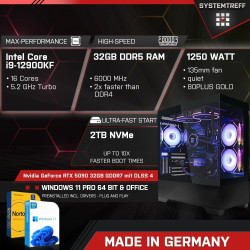 SYSTEMTREFF High-End Gaming PC Intel Core i9-12900KF 16x5.2GHz | Nvidia RTX 5070 TI 16GB | 1TB M.2 NVMe | 32GB DDR5 RAM |