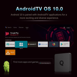 Android TV Box, Q1 Android 10.0 TV Box 2GB RAM/16GB ROM H313 Quadcore cortex-A53 Unterstützung WiFi 2.4G/5G BT5.2 4K 3D HDMI