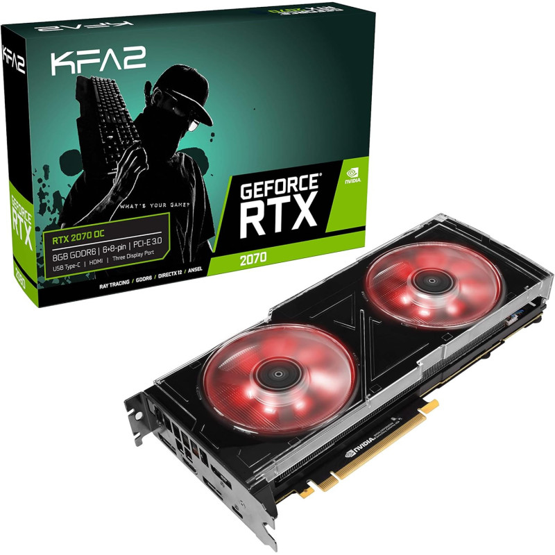KFA2 Nvidia GeForce Rtx 2070 A-Chip OC Black 8GB 256-bit GDDR6 PCIe Grafikkarte, 27NSL6UCT7OK, Schwarz