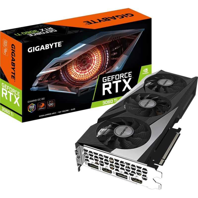 Gigabyte GeForce RTX 3060 Ti Gaming OC 8GB V2 LHR Grafikkarte, GV-N306TGAMING OC-8GD V2, weiß