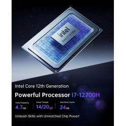M2A Starship Mini Gaming PC, Ιntel i7-12700H (14C/20T, bis zu 4.7GHz), RTX3060M Graphics, 32GB DDR5 1TB NVME SSD Micro Desktop