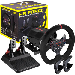 FRTEC - Lenkrad mit Pedalen FR FORCE, Force-Feedback 3,2 Nm, Doppelmotor, abnehmbare Felge, Zahnräder und Achse aus Stahl,