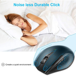 TECKNET Silent Maus Kabellose, 4800DPI 2.4GHz Leise Funkmaus mit Nano Empfänger, Side Control, Ohne Klickgeräusche, 6