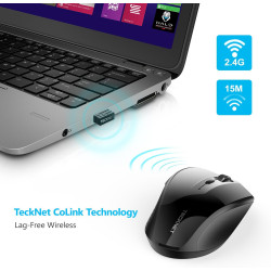 TECKNET Silent Maus Kabellose, 4800DPI 2.4GHz Leise Funkmaus mit Nano Empfänger, Side Control, Ohne Klickgeräusche, 6