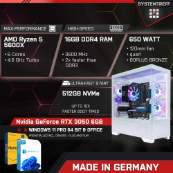 SYSTEMTREFF Gaming PC AMD Ryzen 5 5600 6x4.4GHz | Nvidia RTX 5060 8GB DX12 | 1TB M.2 NVMe | 16GB DDR4 RAM | WLAN Desktop