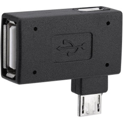 Dioche OTG Adapter USB, 2 USB 2.0-Adapter (Buchse auf Stecker, Micro-OTG), Netzteilanschluss, 90 Grad Links/rechts abgewinkelt 