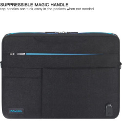 DOMISO 15-15,6 Zoll große Laptoptasche mit externem USB-Ladeanschluss, Umhängetasche für Ultrabook/Netbook/Lenovo/ASUS/Dell/HP,