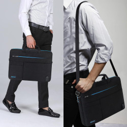 DOMISO 15-15,6 Zoll große Laptoptasche mit externem USB-Ladeanschluss, Umhängetasche für Ultrabook/Netbook/Lenovo/ASUS/Dell/HP,