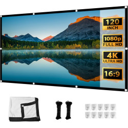 FOYIOLRU Beamer Leinwände 265 x 150 cm (120") Hochauflösende Verdickte Beamer Leinwand, Format 16:9 HD Faltbare Leinwand Beamer