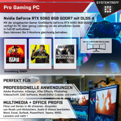 SYSTEMTREFF Gaming PC AMD Ryzen 7 5700X 8x4.6GHz | Nvidia RTX 5060 8GB DX12 | 1TB M.2 NVMe | 32GB DDR4 RAM | Windows 11 | WLAN