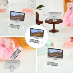 Jeffdad 1:12 Puppenhaus Miniatur Computer-Set, Desktop Computer Tastatur Maus 3 Stück Set exquisit und realistisch Puppenhaus