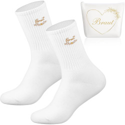Hestya Braut Geschenke JGA Party Zubehör Braut Make Up Tasche Leinwand Kosmetiktasche Braut Socken Lustige Tennissocken Hochzeit