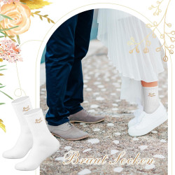 Hestya Braut Geschenke JGA Party Zubehör Braut Make Up Tasche Leinwand Kosmetiktasche Braut Socken Lustige Tennissocken Hochzeit