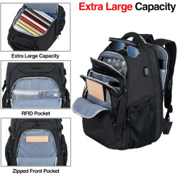 KROSER Laptop Rucksack 18,4 Zoll Herren Computer Rucksack mit Hartschale Saferoom RFID Taschen Wasserabweisend Business College