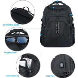 KROSER Laptop Rucksack 18,4 Zoll Herren Computer Rucksack mit Hartschale Saferoom RFID Taschen Wasserabweisend Business College