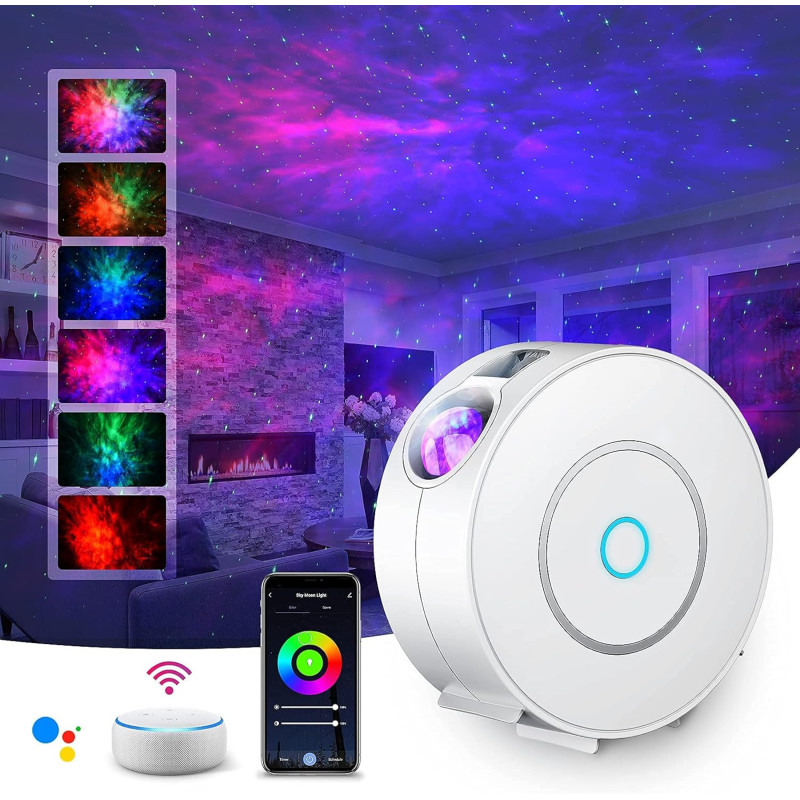 SUPPOU LED Alexa Sternenhimmel Projektor, Smart Nachtlicht 3D Galaxy Sternenprojektor Lampe Kinder Erwachsense mit RG