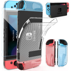 HEYSTOP Hülle Kompatibel mit Nintendo Switch Zubehör mit Displayschutzfolie für Nintendo Switch Dockable Schutzhülle mit 6