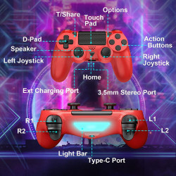 Bonacell Wireless Controller für Ps-4 mit, Dual Vibration kabelloser Turbo-Touchpad-Joystick, 3.5mm Audio Jack