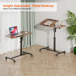 Dripex 80×40cm Laptoptisch mit 4 Rollen, Schreibtisch Höhenverstellbarer 69-98cm, Mobiler Stehpult Computertisch mit