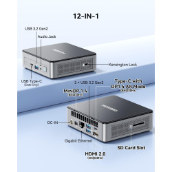 GEEKOM Mini PC Air12 mit Intel N150, 16GB DDR5 RAM 512GB PCIe SSD, 3-Jahre-Abdeckung, Mini Desktop Computer mit SD-Kartenleser,