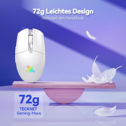 TECKNET Kabellose Gaming-Maus, RGB 2.4G/USB-C Kabelgebundene Gaming-Maus, 8000 DPI Wiederaufladbar, PC Gaming Mouse mit
