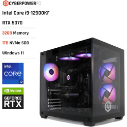 CYBERPOWERPC Luxe Gaming-PC - Intel Core i9-12900KF, Nvidia RTX 5070 12GB, 32GB RAM, 1TB NVMe SSD, 750W 80+ PSU, Wasserkühlung,