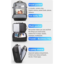MARK RYDEN Erweiterbarer 26L-38L Reiserucksack, Business Rucksack Herren, Laptop Rucksack mit 17 Zoll Laptopfach, Handgepäck