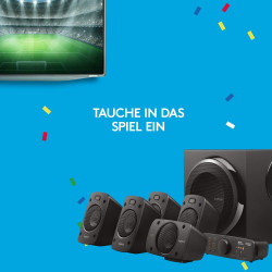 Logitech Z906 5.1 Sound System, Lautsprecher mit 1000 Watt Surround Sound, THX, Mehrere Audio-Eingänge, Fernbedienung, EU