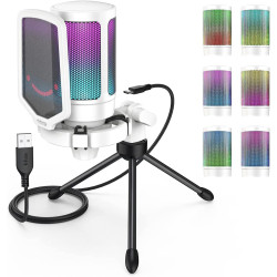 FIFINE Gaming Mikrofon PC, USB Microphone für PS4 PS5 Mac, mit Mikrofon Ständer, Stummschalttaste, Popfilter, Shock Mount, für