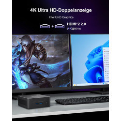 Ninkear Mini PC N100, Mini Computer mit USB-C, 16GB DDR4 RAM 512GB M.2 SSD Mini Gaming PC, 4K-Doppeldisplay, W-11 HDMI 2.0, USB