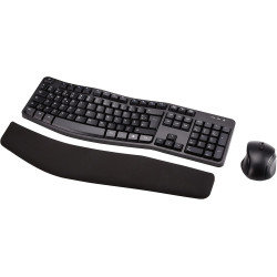 Amazon Basics Tastatur-Maus-Set, ergonomisch, kabellos, DE Layout - schwarz