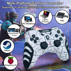 DuLingKer PC Controller Wireless, PS3 Controller PC Gamepad mit Hall Effect Joystick und Dual Vibration, 2,4G Wireless Gaming