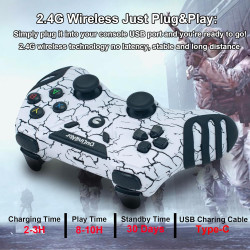 DuLingKer PC Controller Wireless, PS3 Controller PC Gamepad mit Hall Effect Joystick und Dual Vibration, 2,4G Wireless Gaming