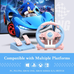 PXN V3 PRO Gaming Lenkrad mit Pedalen, 180° Lenkräder mit Vibrations Feedback, Rennschaltwippen, PC Lenkrad, Lenkrad für PS4,