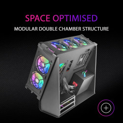 Mars Gaming MCB Schwarz, PC Gaming ATX XL Gehäuse, Custom Premium Edition, Modularer Zweikammer Aufbau