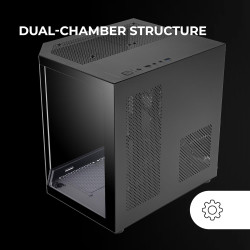 Mars Gaming MCB Schwarz, PC Gaming ATX XL Gehäuse, Custom Premium Edition, Modularer Zweikammer Aufbau