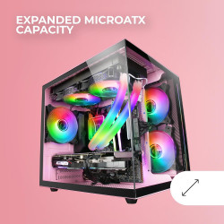 Mars Gaming MCB Schwarz, PC Gaming ATX XL Gehäuse, Custom Premium Edition, Modularer Zweikammer Aufbau