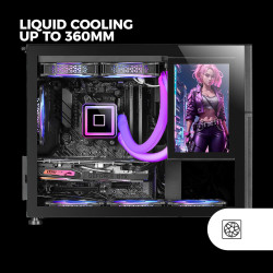 Mars Gaming MCB Schwarz, PC Gaming ATX XL Gehäuse, Custom Premium Edition, Modularer Zweikammer Aufbau