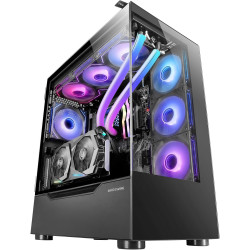 Mars Gaming MCB Schwarz, PC Gaming ATX XL Gehäuse, Custom Premium Edition, Modularer Zweikammer Aufbau