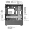 Mars Gaming MCB Schwarz, PC Gaming ATX XL Gehäuse, Custom Premium Edition, Modularer Zweikammer Aufbau