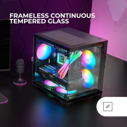 Mars Gaming MCB Schwarz, PC Gaming ATX XL Gehäuse, Custom Premium Edition, Modularer Zweikammer Aufbau